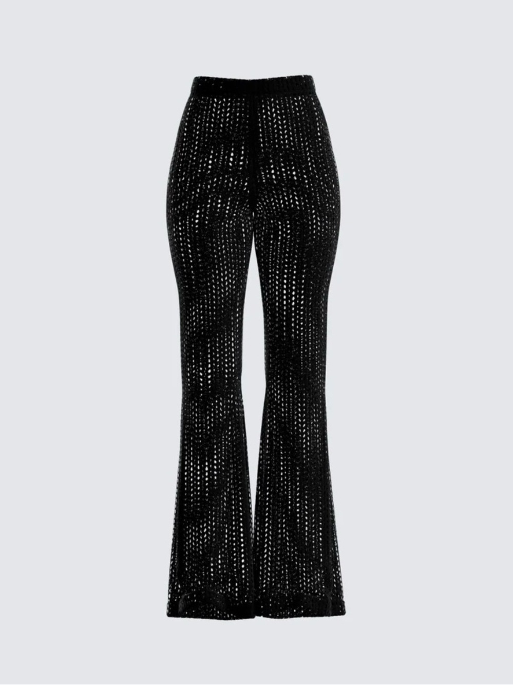Black Fish Net Flared Pants